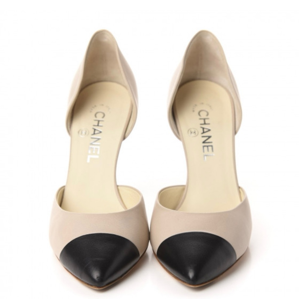 CHANEL Lambskin Cap Toe d’Orsay Pumps